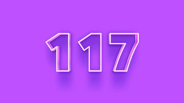 illustration of 3d 117 number on purple background