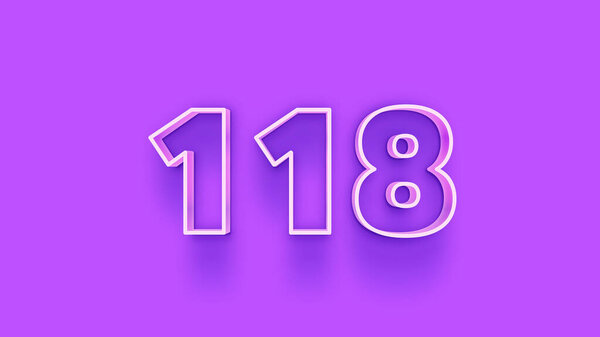 illustration of 3d 118 number on purple background