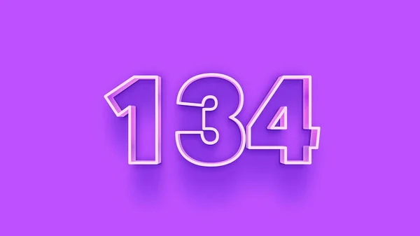 Ilustración Del Número 134 Sobre Fondo Púrpura — Foto de Stock