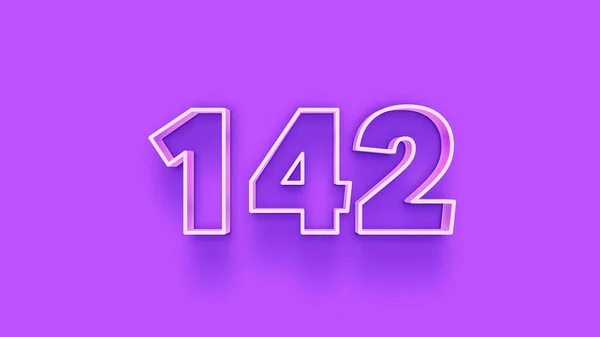 Abbildung Der 142 Zahl Auf Violettem Hintergrund — Stockfoto