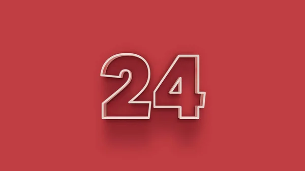 赤色の背景に3D 24番の数字のイラスト — ストック写真