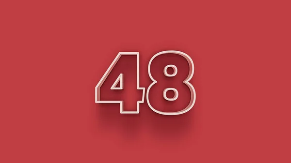 赤を背景にした3D 48番のイラスト — ストック写真