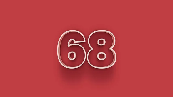 赤を背景にした3D 68番のイラスト — ストック写真