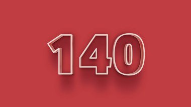 Kırmızı arka planda 140 numaralı beyaz 3D. Eşsiz satış afişleri, afişler, Noel için izole edilmiş..