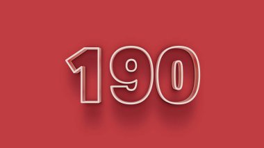 Beyaz 3D numara 190. Eşsiz satış afişleri, afişler, Noel için kırmızı arka planda izole edilmiş..