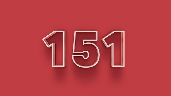 White 3D number 151 isolated on red background for unique selling poster, banner ads, Christmas.