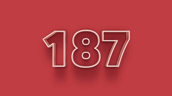 Branco Número 187 Isolado Fundo Vermelho Para Cartaz Venda Exclusivo — Fotografia de Stock
