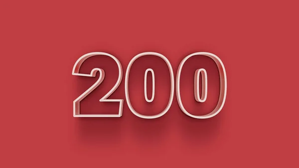 White Number 200 Isolated Red Background Unique Selling Poster Banner — Stock Photo, Image