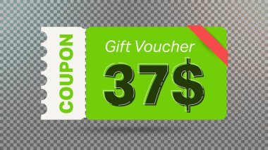 İnternet sitesi, internet reklamları, sosyal medya için yeşil 37 dolarlık indirim kuponu..