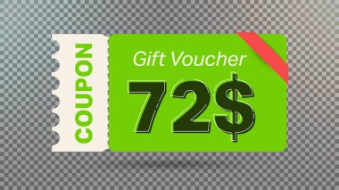 Web sitesi, internet reklamları ve sosyal medya için yeşil 72 dolarlık indirim kuponu..