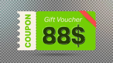 Web sitesi, internet reklamları, sosyal medya için yeşil 88 dolarlık indirim kuponu.