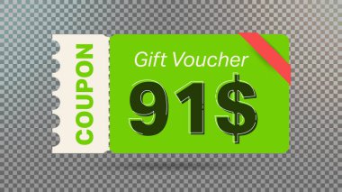 İnternet sitesi, internet reklamları, sosyal medya için yeşil 91 dolarlık indirim kuponu..