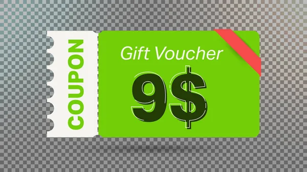 Vert Dollar Bon Réduction Coupon Cadeau Pour Site Web Annonces — Image vectorielle