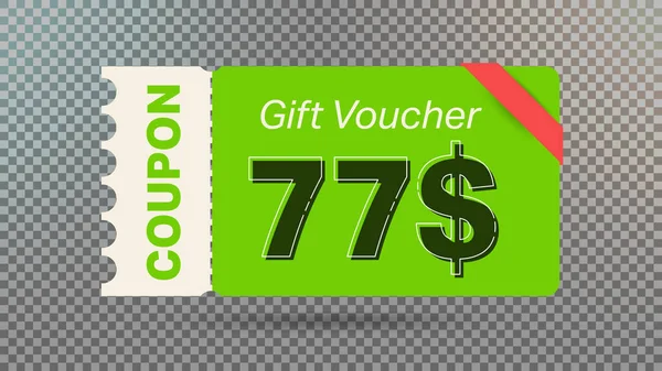 Web sitesi, internet reklamları, sosyal medya için Yeşil 77 dolarlık indirim kuponu.