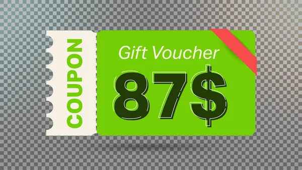 Web sitesi, internet reklamları, sosyal medya için yeşil 87 dolarlık indirim kuponu..