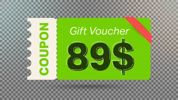 Bon Cadeau Vert Dollars Coupon Réduction Pour Site Web Annonces — Image vectorielle