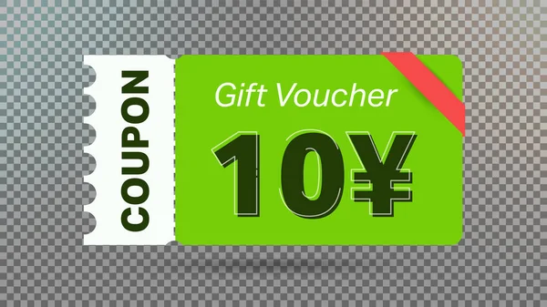 Green Yen Discount Gift Voucher Coupon Website Internet Ads Social — Stock Vector