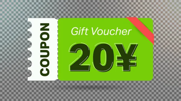 Green Yen Discount Gift Voucher Coupon Website Internet Ads Social — Stock Vector