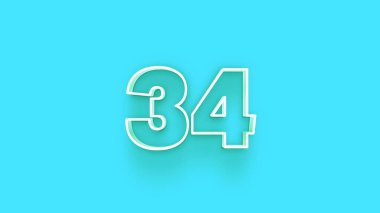 Yeşil arkaplandaki 3d 34 sayısının gösterimi
