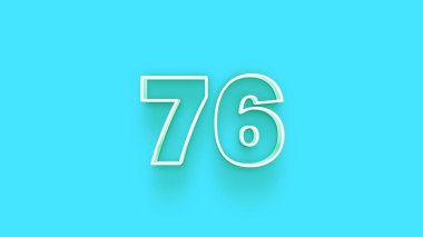 Yeşil arkaplanda 3d 76 sayısının gösterimi
