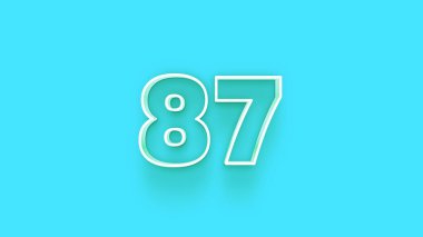 Yeşil arkaplandaki 3d 87 sayısının gösterimi