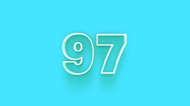 Yeşil arkaplanda 3d 97 sayısının gösterimi