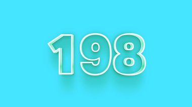 Mavi arkaplanda 3d 198 sayısının gösterimi