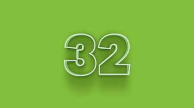 Yeşil arkaplandaki 3d 32 sayısının gösterimi
