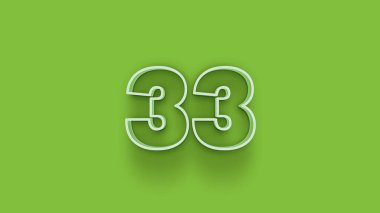 Yeşil arkaplanda 3d 33 sayısının gösterimi