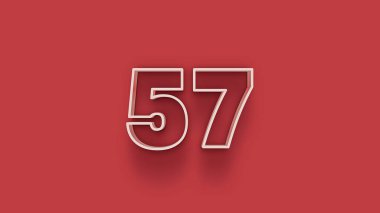 Kırmızı arkaplanda 57 numaranın 3d illüstrasyonu