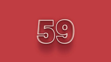 Kırmızı arkaplanda 59 numaranın 3d illüstrasyonu