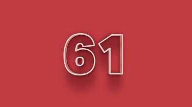 Kırmızı arkaplanda 61 numaranın 3d çizimi