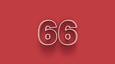 Kırmızı arkaplanda 66 numaranın 3d çizimi
