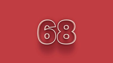 Kırmızı arkaplanda 68 numaranın 3D çizimi