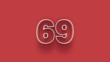 Kırmızı arkaplanda 69 numaranın 3d çizimi