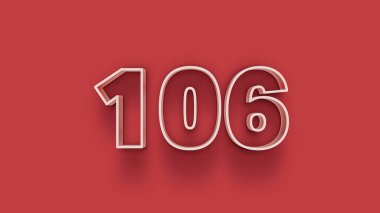 Kırmızı arkaplanda 3d 106 numaranın resmi