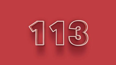 Kırmızı arkaplanda 3d 113 numarasının resmi