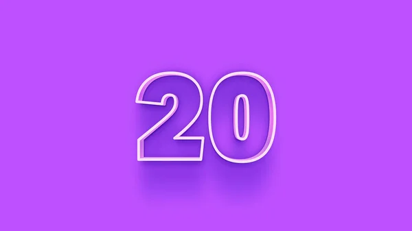 紫色背景上20个数字的3D图解 — 图库照片