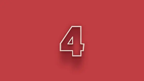 White 3D number 4 isolated on red background for unique selling poster, banner ads, Christmas.