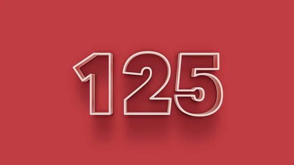 Illustration 125 Number Red Background — Stock Photo, Image