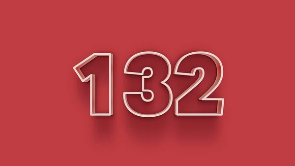 Abbildung Der 132 Zahl Auf Rotem Hintergrund — Stockfoto