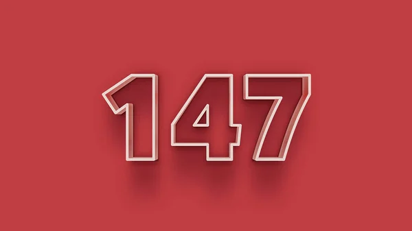 White Number 147 Isolated Red Background Unique Selling Poster Banner — Stock Photo, Image