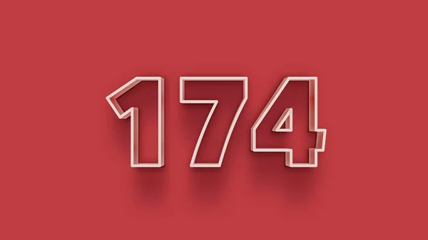 Λευκό Αριθμός 174 Απομονώνονται Κόκκινο Φόντο Για Μοναδική Αφίσα Πώλησης — Φωτογραφία Αρχείου
