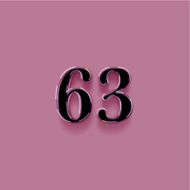 Pembe arkaplandaki 3d 63 sayısının gösterimi