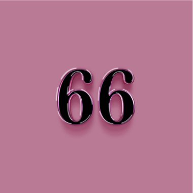 Pembe arka planda 3d 66 sayısının gösterimi