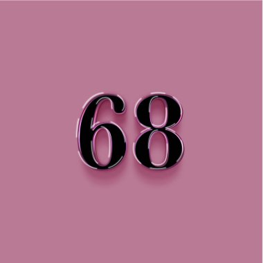 Pembe arkaplandaki 3d 68 sayısının gösterimi