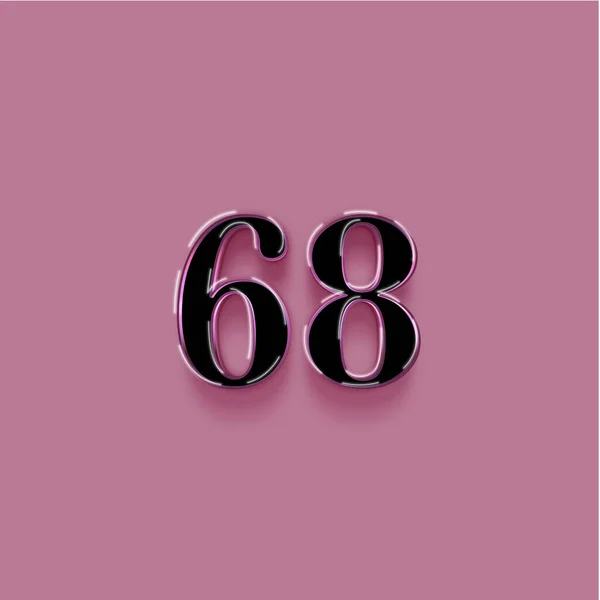 ピンクを背景にした3D 68番のイラスト — ストック写真
