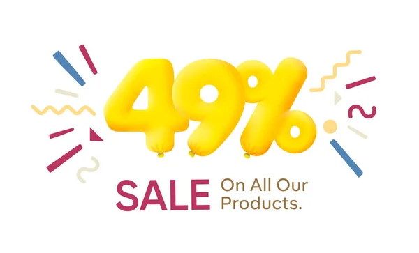 Sprzedaż Wszystkie Nasze Produkty Baner Postaci Trójwymiarowych Żółtych Balonów — Wektor stockowy