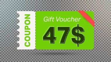 Web sitesi, internet reklamları, sosyal medya için yeşil 47 dolarlık indirim kuponu..