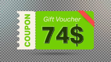 İnternet sitesi, internet reklamları, sosyal medya için yeşil 74 dolarlık indirim kuponu..